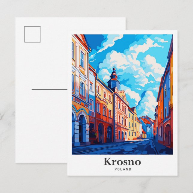 Krosno Poland Vintage Travel Potrait Illustration Postcard (Front/Back)
