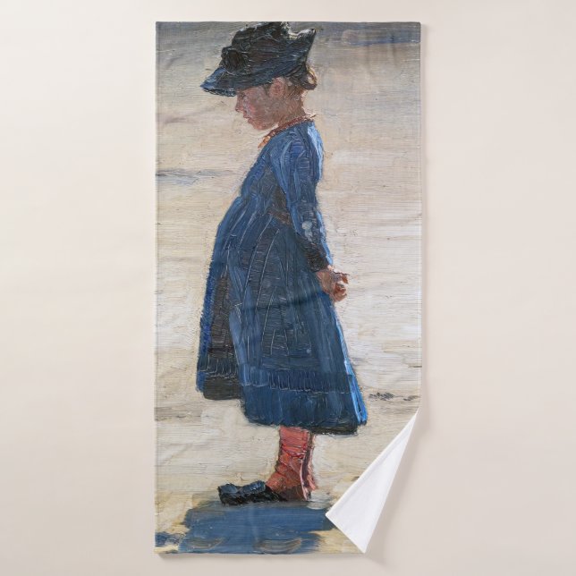 Kroyer - Little Girl standing on Skagen Beach Bath Towel Set (Bath Towel)