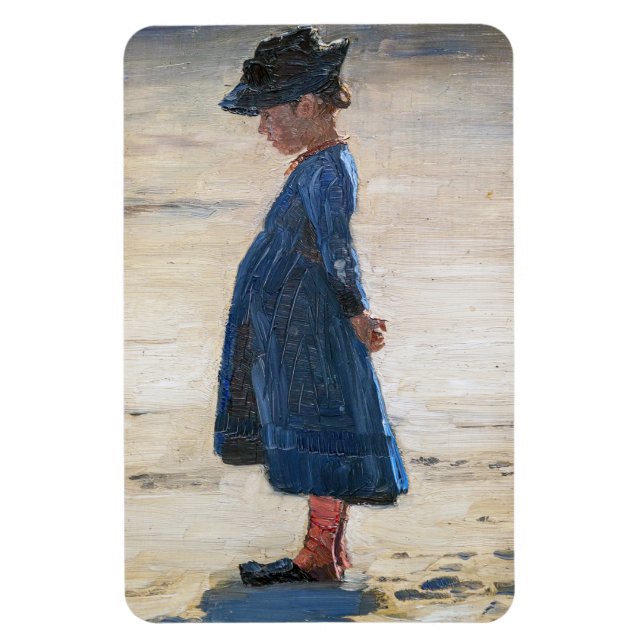 Kroyer - Little Girl standing on Skagen Beach Magnet (Vertical)