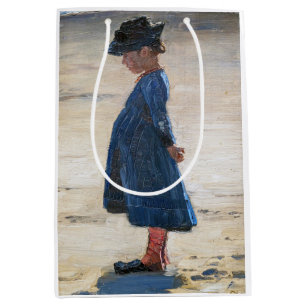 Kroyer - Little Girl standing on Skagen Beach Medium Gift Bag