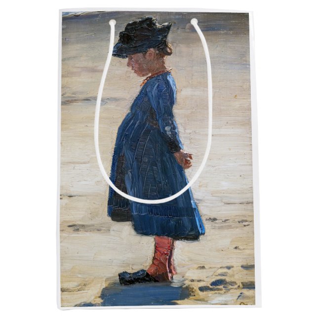Kroyer - Little Girl standing on Skagen Beach Medium Gift Bag (Front)