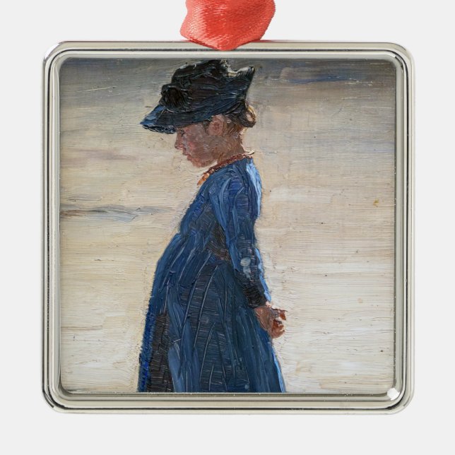 Kroyer - Little Girl standing on Skagen Beach Metal Tree Decoration (Front)