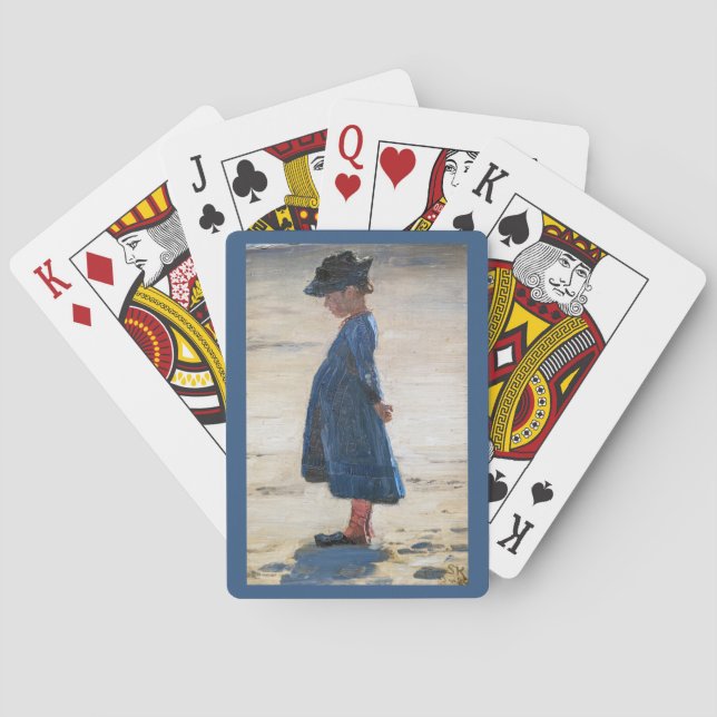 Kroyer - Little Girl standing on Skagen Beach Playing Cards (Back)