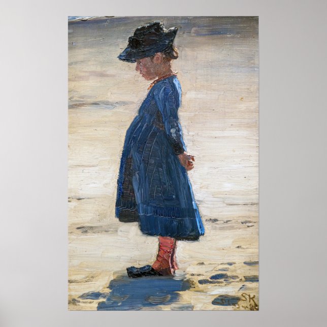 Kroyer - Little Girl standing on Skagen Beach Poster (Front)