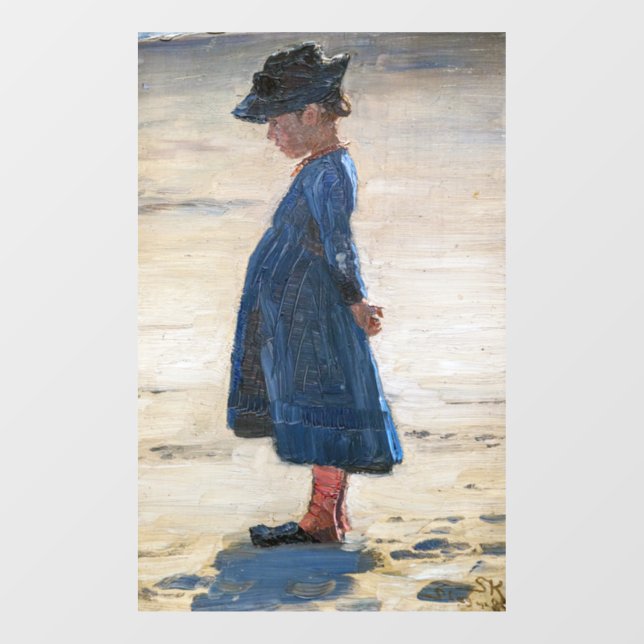 Kroyer - Little Girl standing on Skagen Beach Window Cling (Sheet)