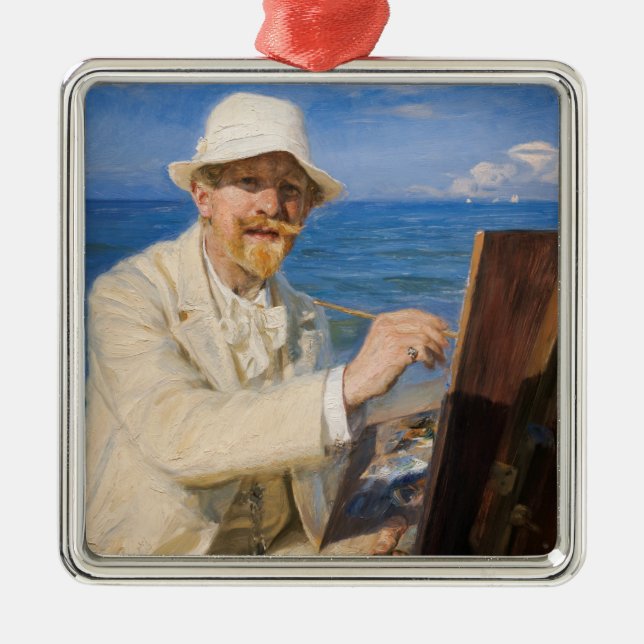 Kroyer - Self-Portrait at Skagen Beach Metal Tree Decoration (Front)
