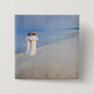 Kroyer - Summer Evening on Skagen Beach 15 Cm Square Badge