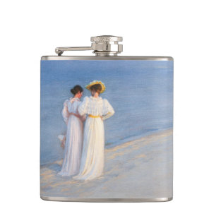 Kroyer - Summer Evening on Skagen Beach Hip Flask