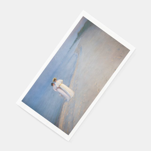 Kroyer - Summer Evening on Skagen Beach Napkin (Corner)