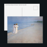 Kroyer - Summer Evening on Skagen Beach Postcard<br><div class="desc">Summer Evening on Skagen Southern Beach with Anna Ancher and Marie Kroyer - Peder Severin Kroyer,  1893</div>