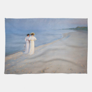 Kroyer - Summer Evening on Skagen Beach Tea Towel