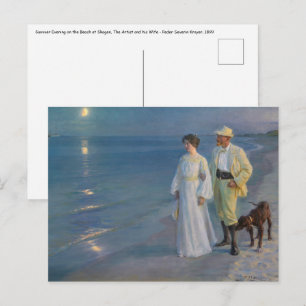 Kroyer - The Artist and his Wife on the Beach Postcard