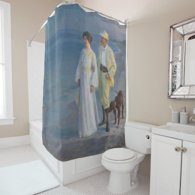 Kroyer - The Artist and his Wife on the Beach Shower Curtain (In Situ)