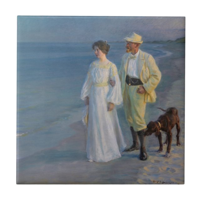 Kroyer - The Artist and his Wife on the Beach Tile (Front)