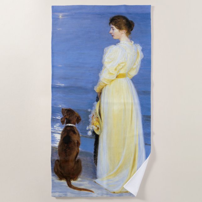 Kroyer - The Artist's Wife and Dog by the Shore Beach Towel (Front)