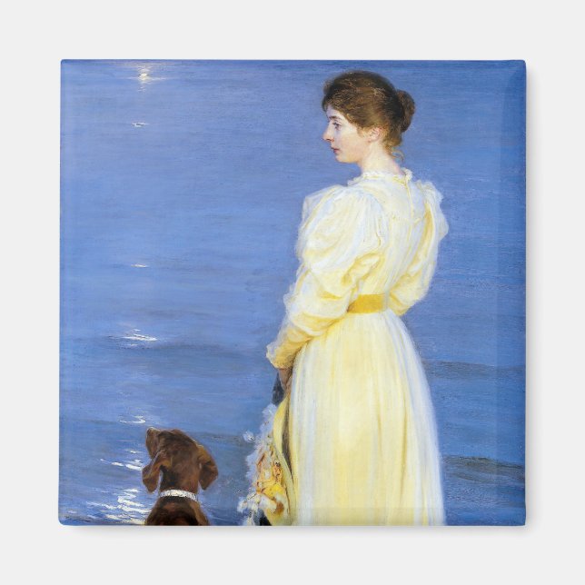 Kroyer - The Artist's Wife and Dog by the Shore Magnet (Front)