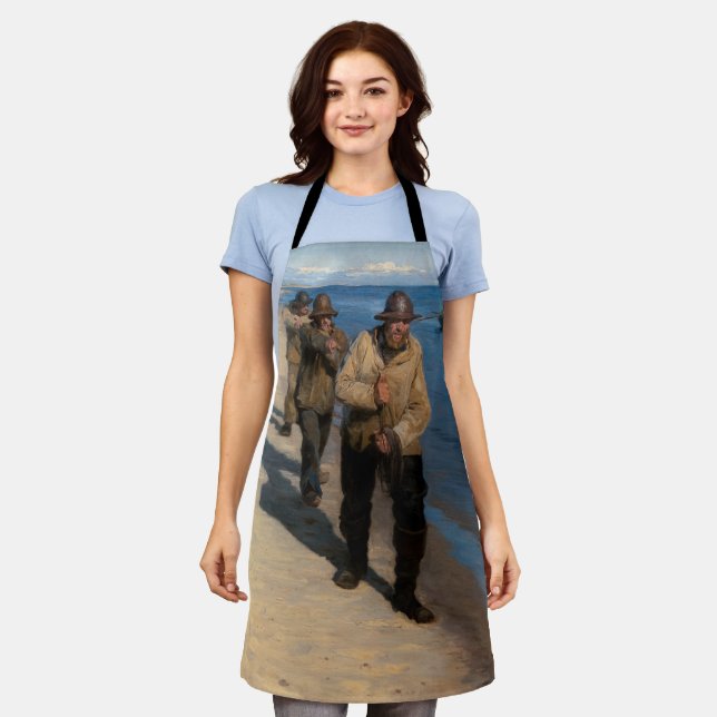 Kroyer - Three Fishermen Pulling a Boat Apron (Worn)