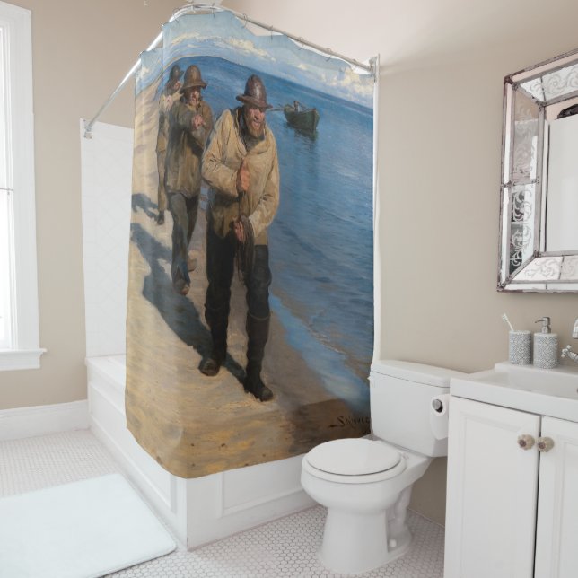 Kroyer - Three Fishermen Pulling a Boat Shower Curtain (In Situ)