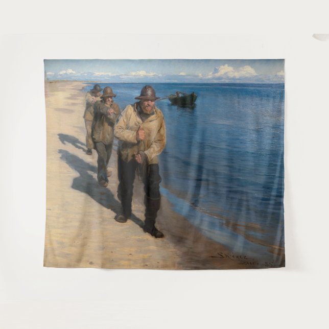 Kroyer - Three Fishermen Pulling a Boat Tapestry (Front (Horizontal))