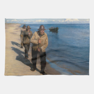 Kroyer - Three Fishermen Pulling a Boat Tea Towel