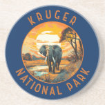 Kruger National Park South Africa Elephant Retro Coaster<br><div class="desc">Kruger vector artwork design. Kruger National Park,  in northeastern South Africa,  is one of Africa’s largest game reserves. Its high density of wild animals includes the Big 5: lions,  leopards,  rhinos,  elephants and buffalos.</div>
