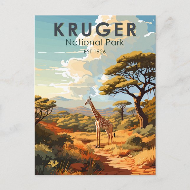 Kruger National Park South Africa Giraffe Vintage Postcard (Front)