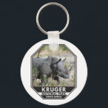 Kruger National Park South Africa Rhino Watercolor Key Ring<br><div class="desc">Kruger National Park watercolor design. The park's high density of wild animals includes the Big 5: lions,  leopards,  rhinos,  elephants and buffalos.</div>