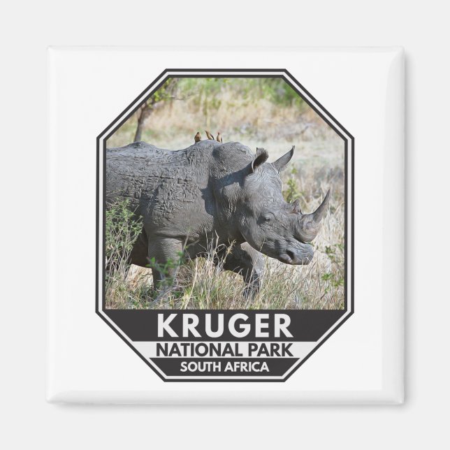 Kruger National Park South Africa Rhino Watercolor Magnet (Front)