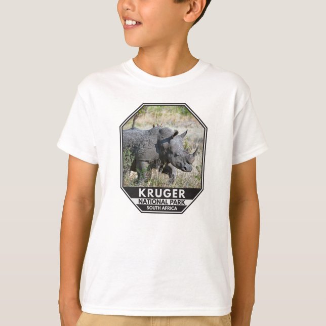 Kruger National Park South Africa Rhino Watercolor T-Shirt (Front)