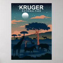 Kruger National Park Vintage Minimal Travel Art