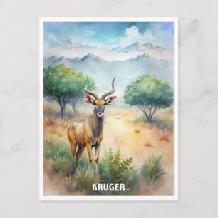 Kruger National Park Watercolor Painting  Postcard