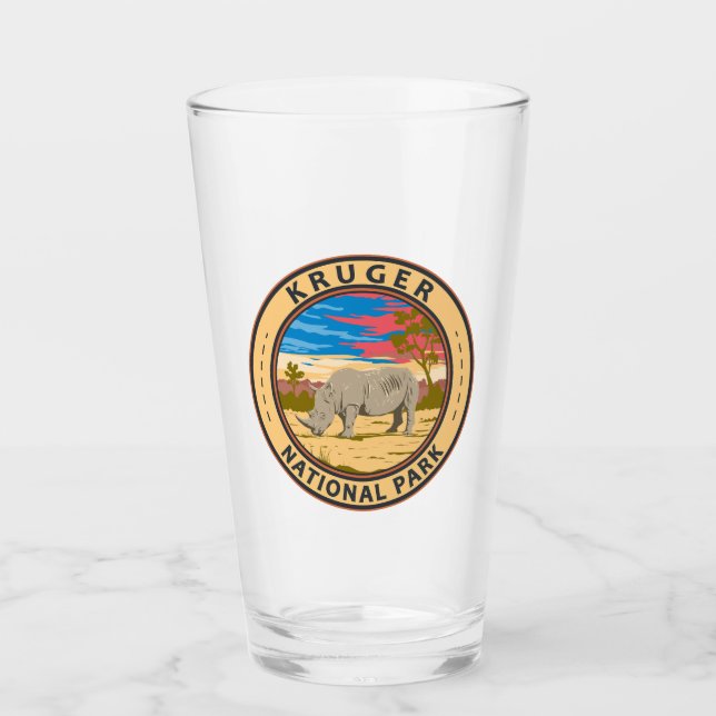Kruger National Park White Rhinoceros Travel Art Glass (Front)