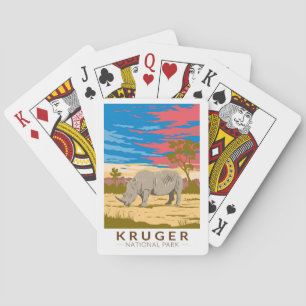 Kruger National Park White Rhinoceros Travel Art Playing Cards
