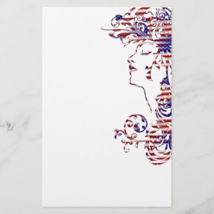 KRW American Beauty Patriotic Profile Stationery