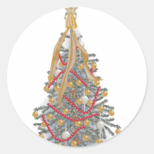 KRW Angel Topped Christmas Tree Classic Round Sticker