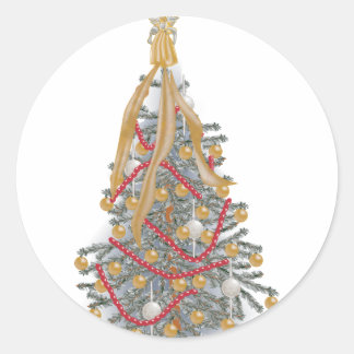 KRW Angel Topped Christmas Tree Classic Round Sticker
