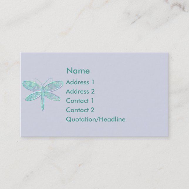KRW Aqua Dragonfly Business Card (Front)