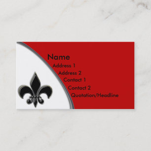 KRW Black and Red Fleur De Lis Two Tone Business Card