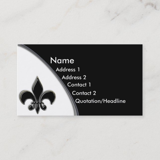 KRW Black Fleur De Lis Two Tone Business Card (Front)