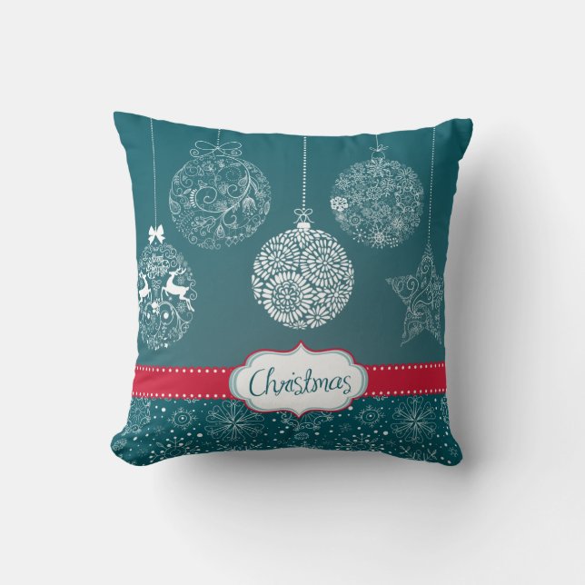 KRW Blue Christmas Ornament Pillow (Front)
