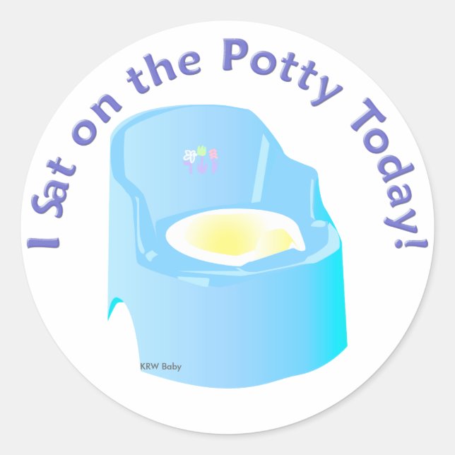 KRW Blue I Sat on the Potty Training Reward Classic Round Sticker (Front)