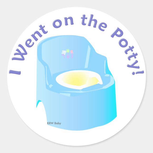KRW Blue I Went on the Potty Training Reward Classic Round Sticker (Front)