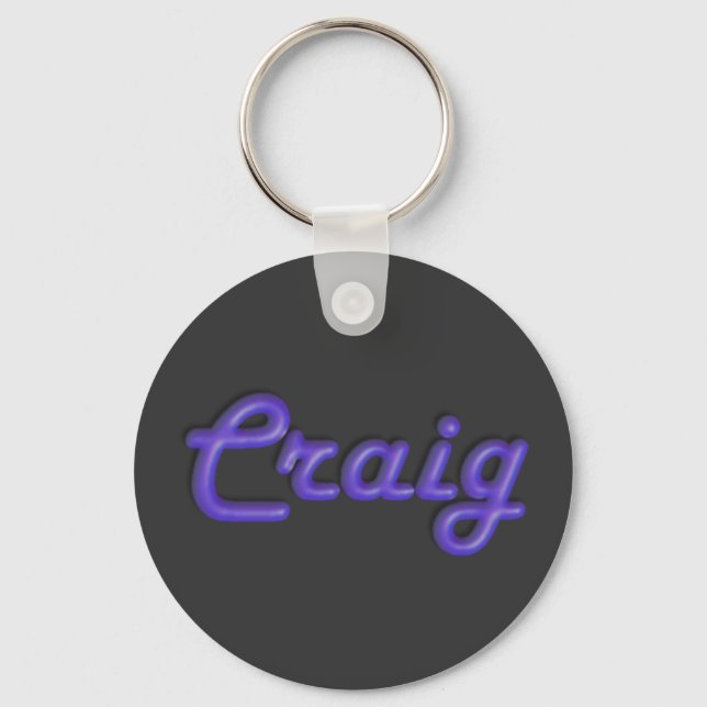 KRW Blue Neon Name Keychain - Craig (Front)
