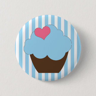KRW Blue Polka Dot Birthday Cupcake Button Favour