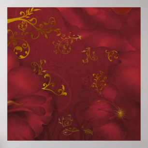 KRW Bordeaux Fantasy Floral Art Poster/Print Poster