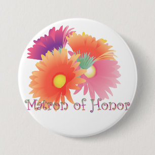 KRW Bright Daisy Matron of Honour Wedding Button
