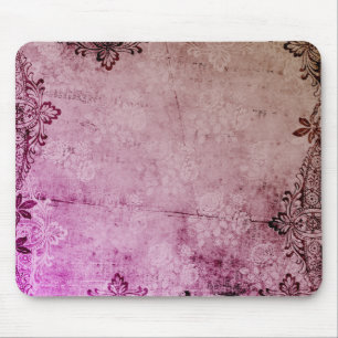 KRW Burgundy Watercolor Floral Grunge Mouse Mat