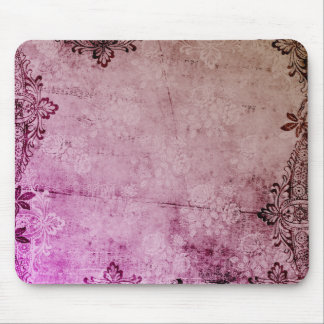 KRW Burgundy Watercolor Floral Grunge Mouse Mat