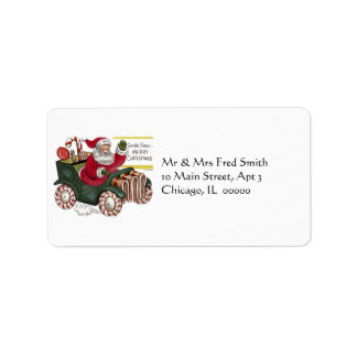KRW Cartoon Driving Santa Claus Address Label