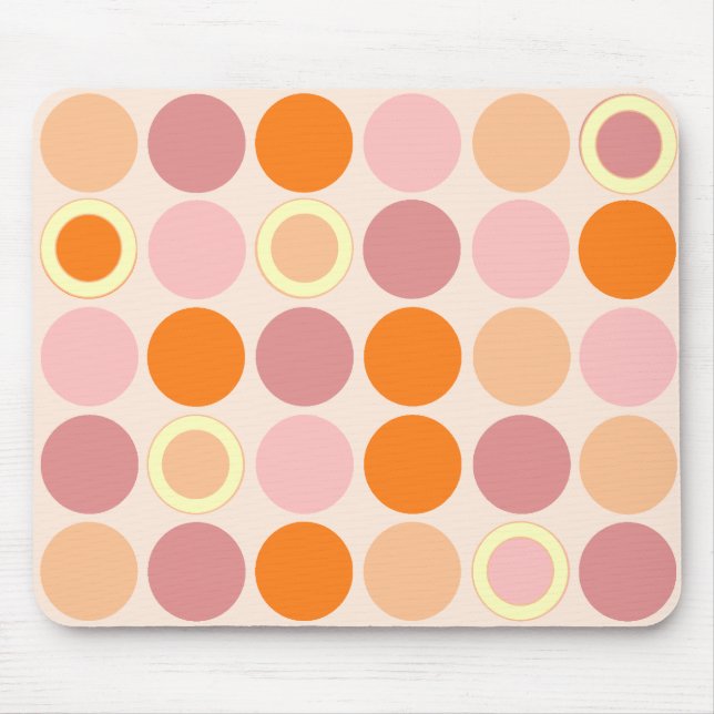 KRW Cool Pink and Orange Spots Mouse Mat (Front)